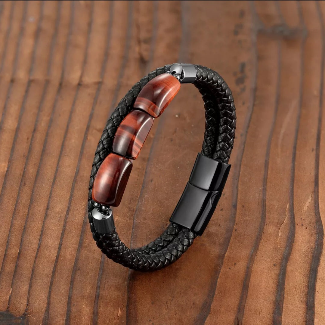 Double Layer Red Tiger's Eye Bracelet