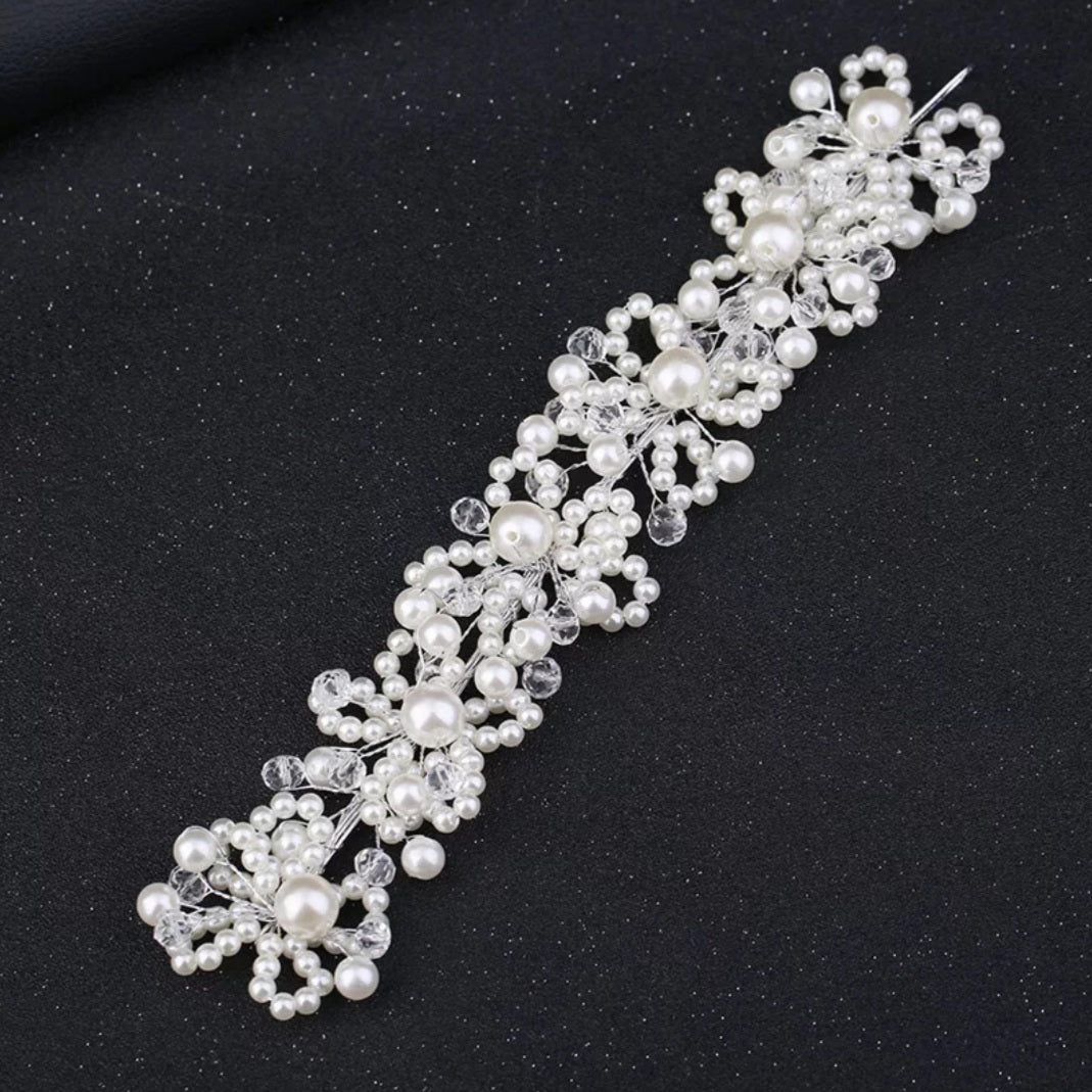 Pearl Flower Crystal Hairband