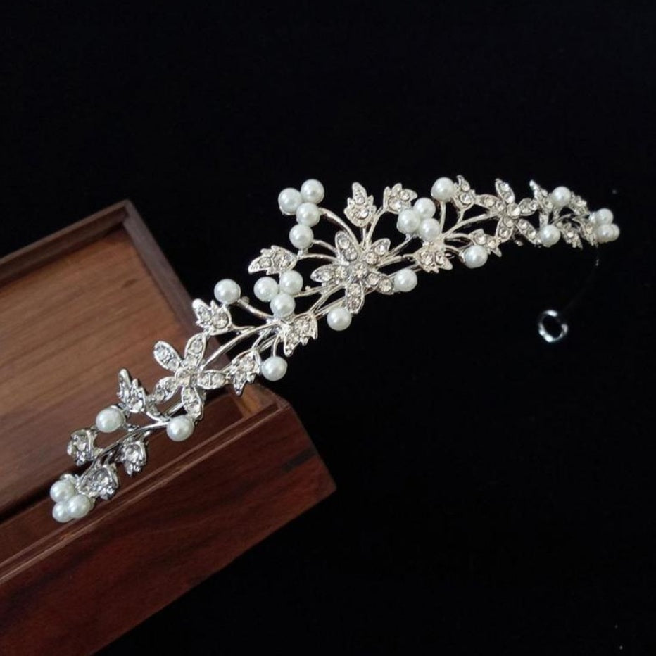 Pearl Crystal Flower Tiara
