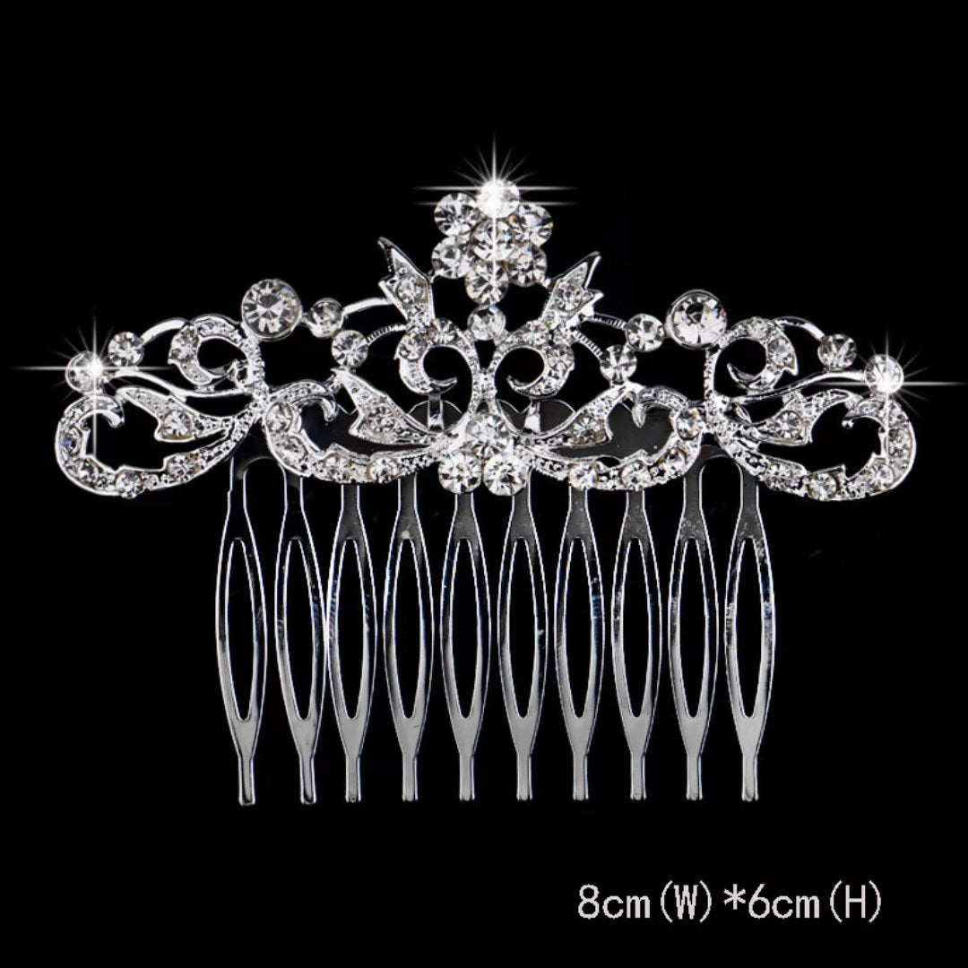 Crystal Leaf Flower Hair Comb