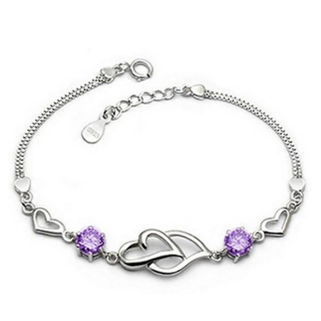 925 Sterling Silver Heart To Heart Bracelet