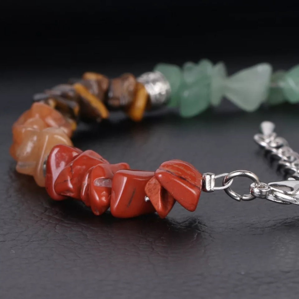 Natural Chip Stone 7 Chakra Reiki Bracelet