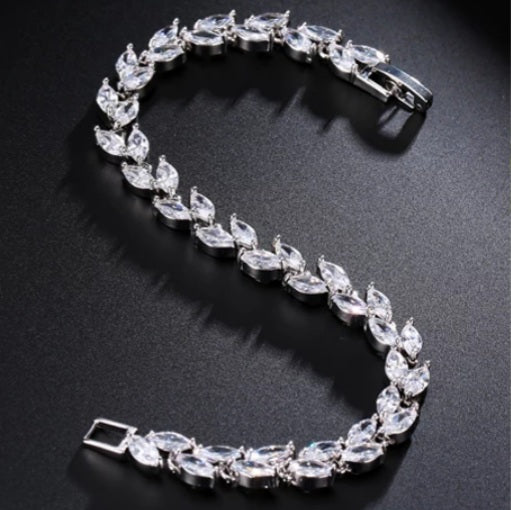 Cubic Zirconia Leaves Bracelet