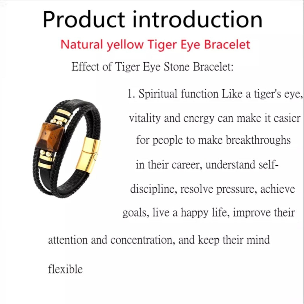 Tiger's Eye 3 Layer Stainless Steel Bracelet