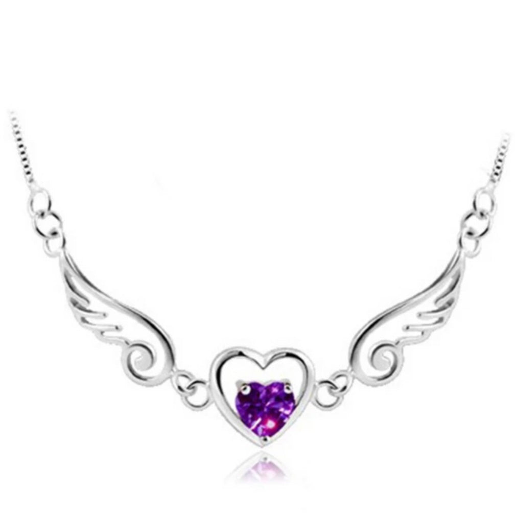 925 Sterling Silver Love Angel Wings Necklace