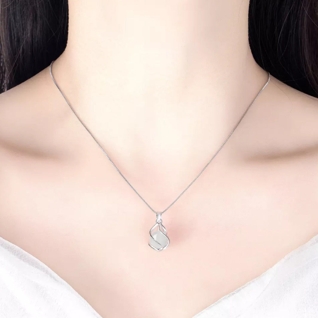 Sterling Silver Opal Stone Necklace