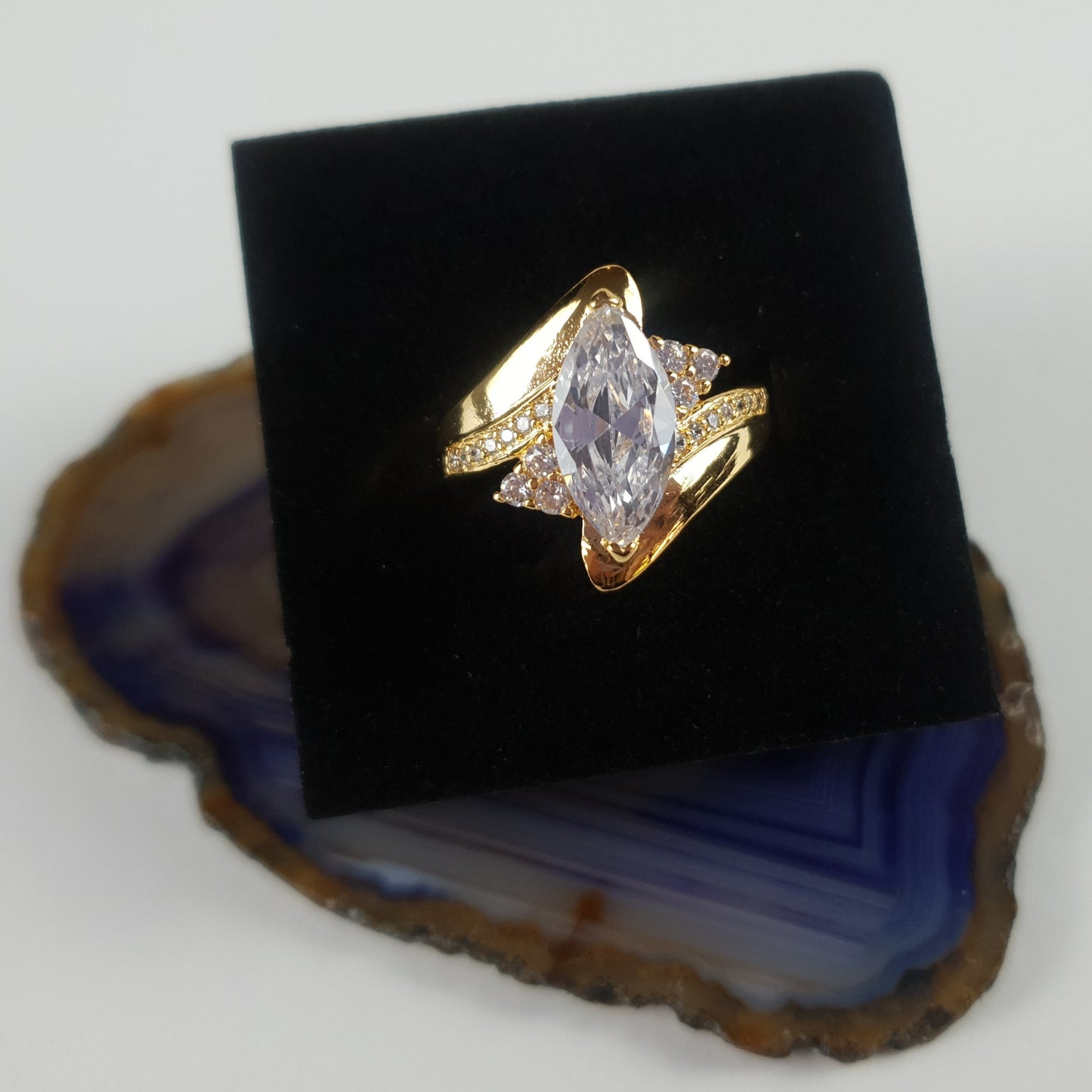 Luxury Gold Marquise Cubic Zirconia Ring