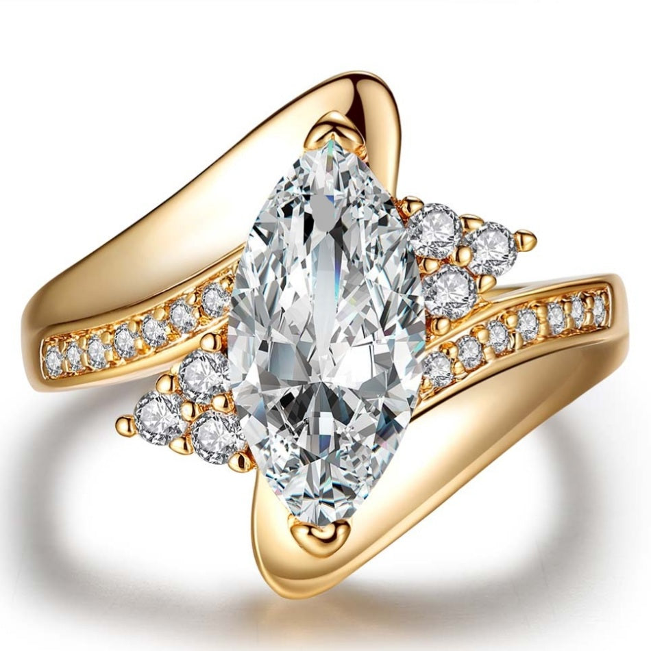 Luxury Gold Marquise Cubic Zirconia Ring