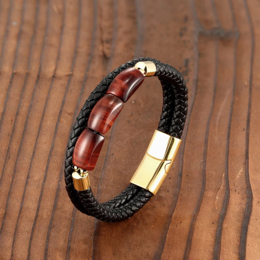 Double Layer Red Tiger's Eye Bracelet