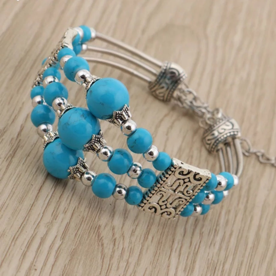 Silver Maxi Boho Bead Bracelet