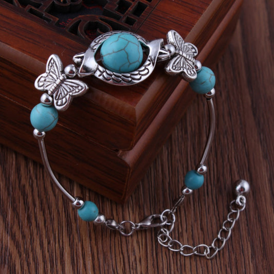 Boho Turquoise Stone Butterfly Bracelet