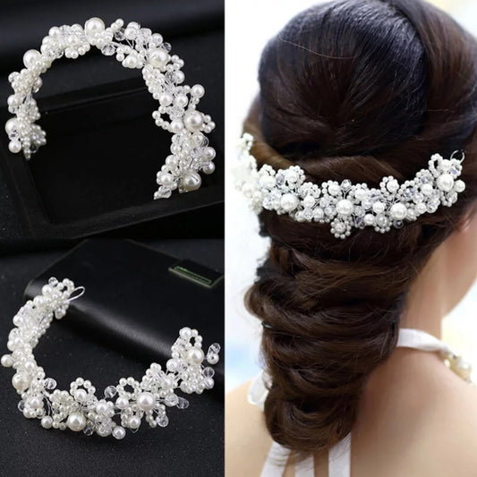 Pearl Flower Crystal Hairband