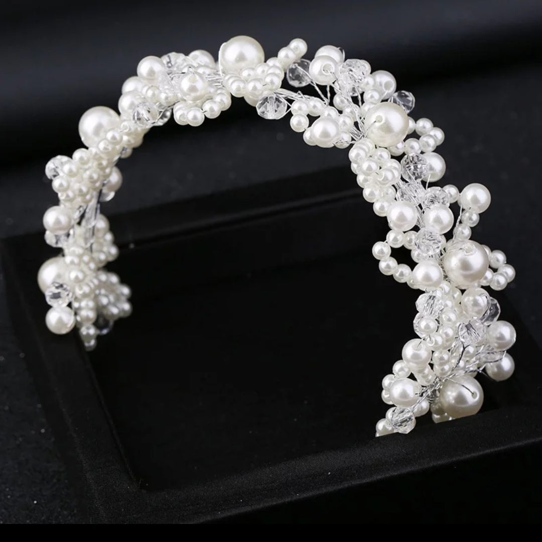 Pearl Flower Crystal Hairband