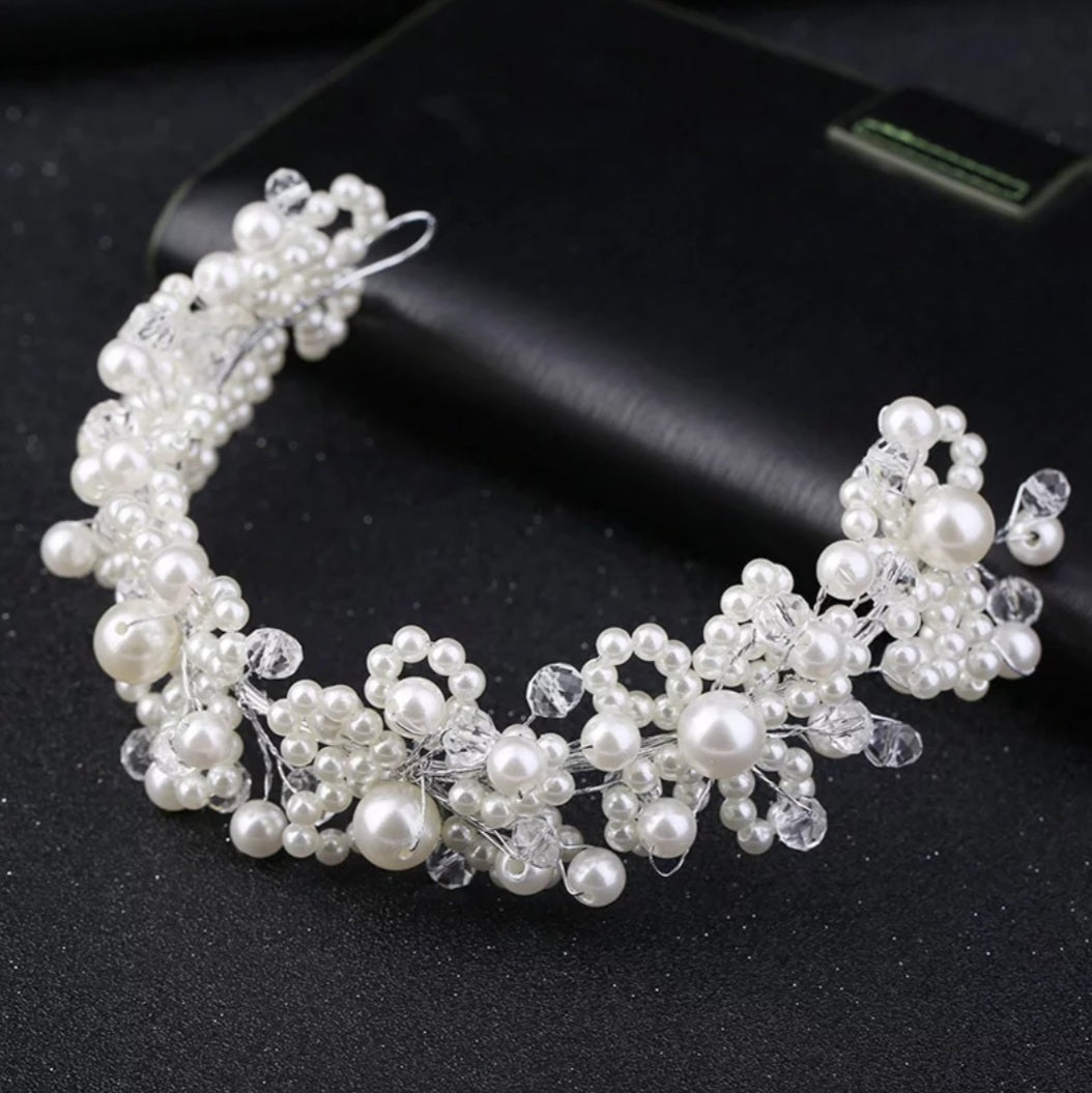 Pearl Flower Crystal Hairband