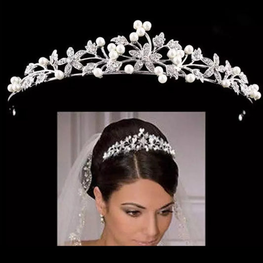 Pearl Crystal Flower Tiara