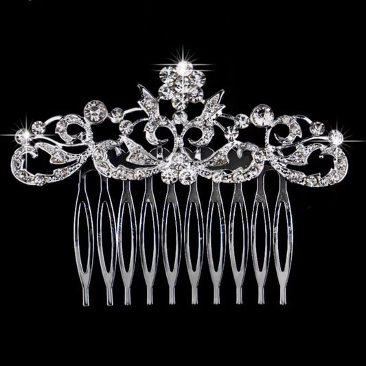 Crystal Leaf Flower Hair Comb