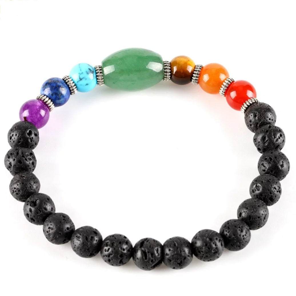 Green Aventurine Healing 7 Chakra Gem Stone Bracelet