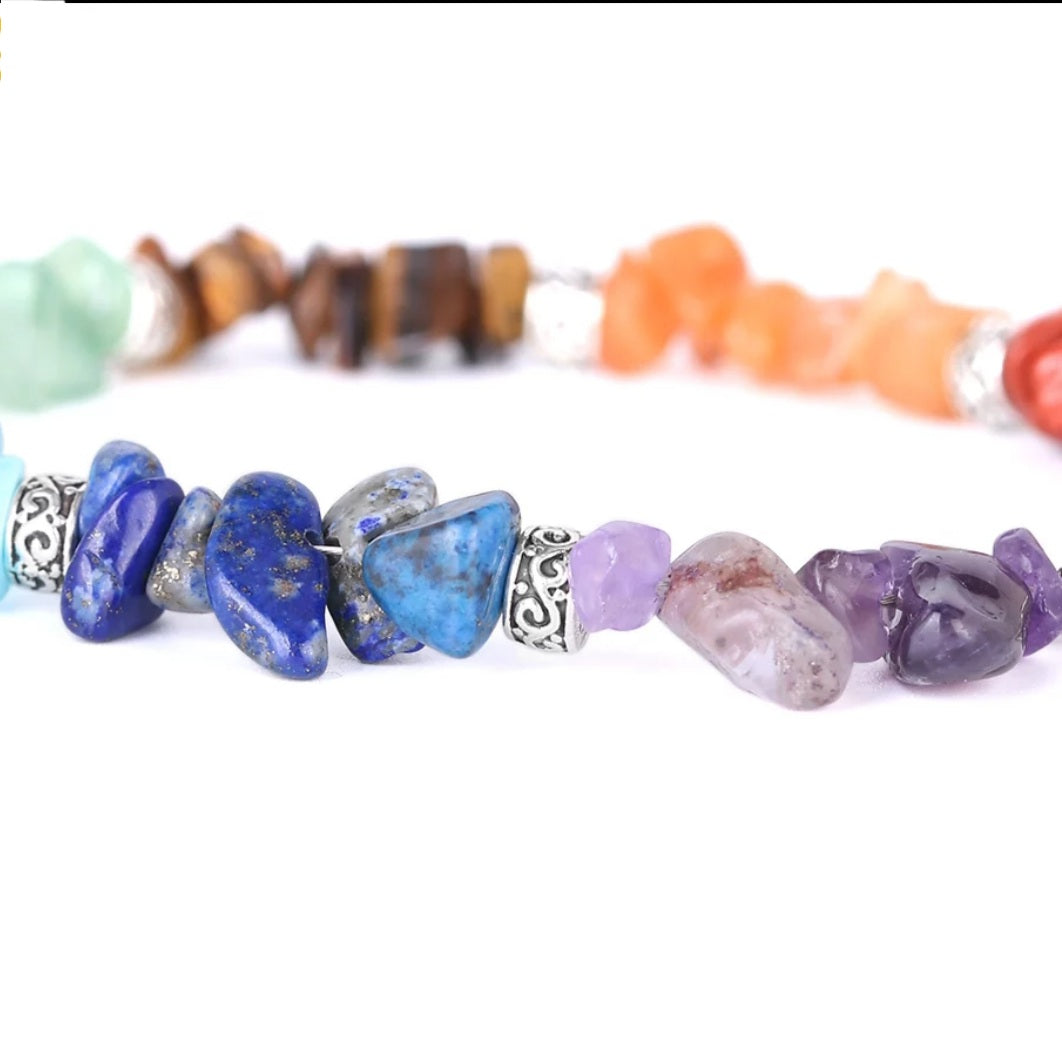 Natural Chip Stone 7 Chakra Reiki Bracelet