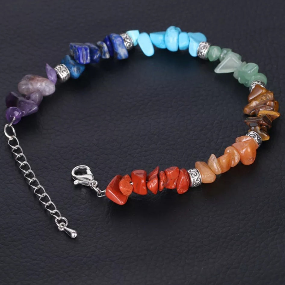 Natural Chip Stone 7 Chakra Reiki Bracelet