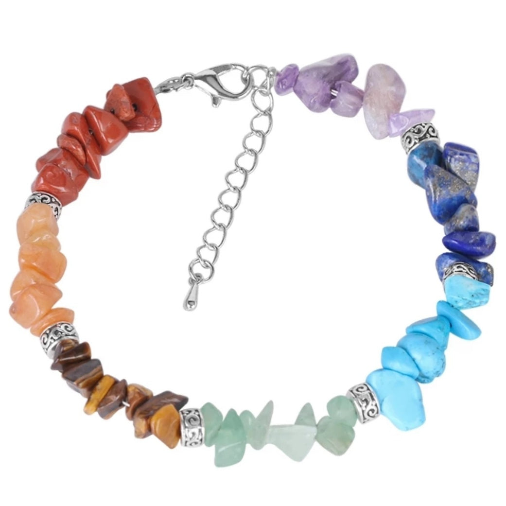 Natural Chip Stone 7 Chakra Reiki Bracelet