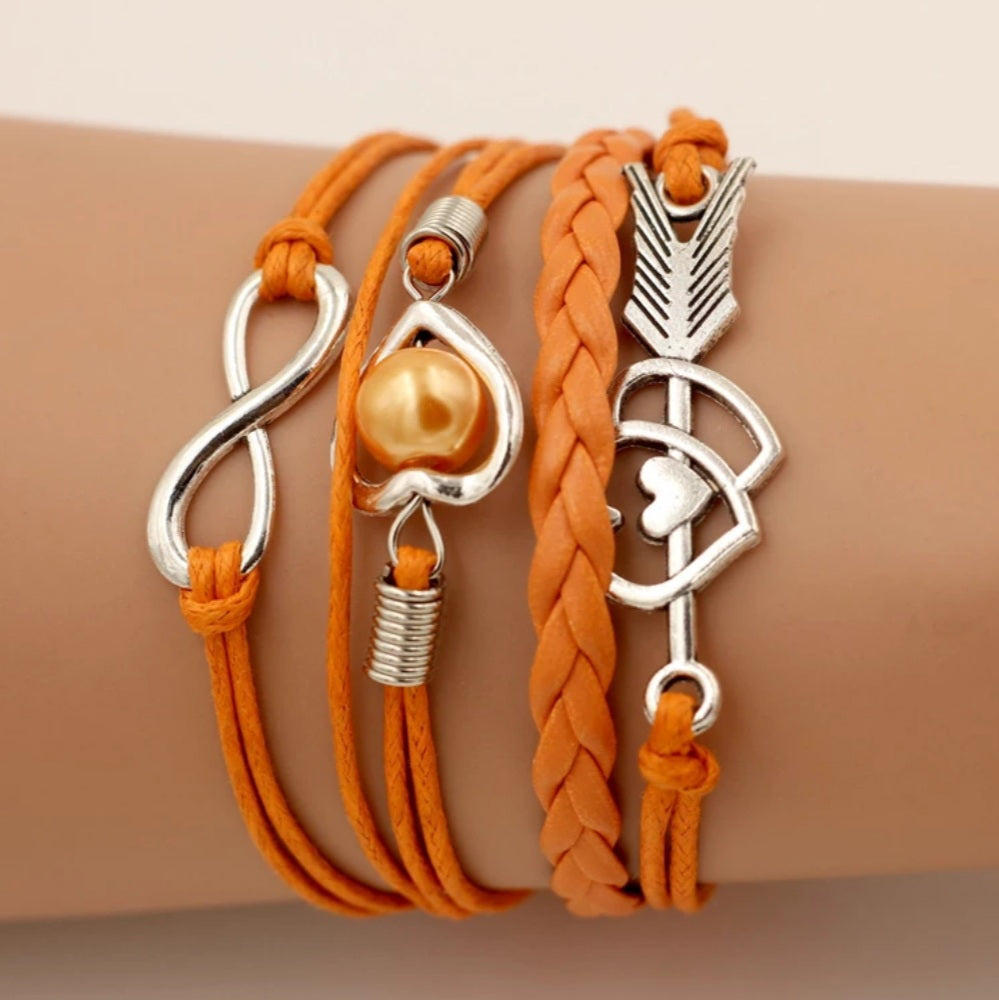 Leather Infinity Love Pearl Friendship Bracelet