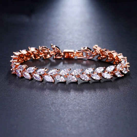 Cubic Zirconia Leaves Bracelet