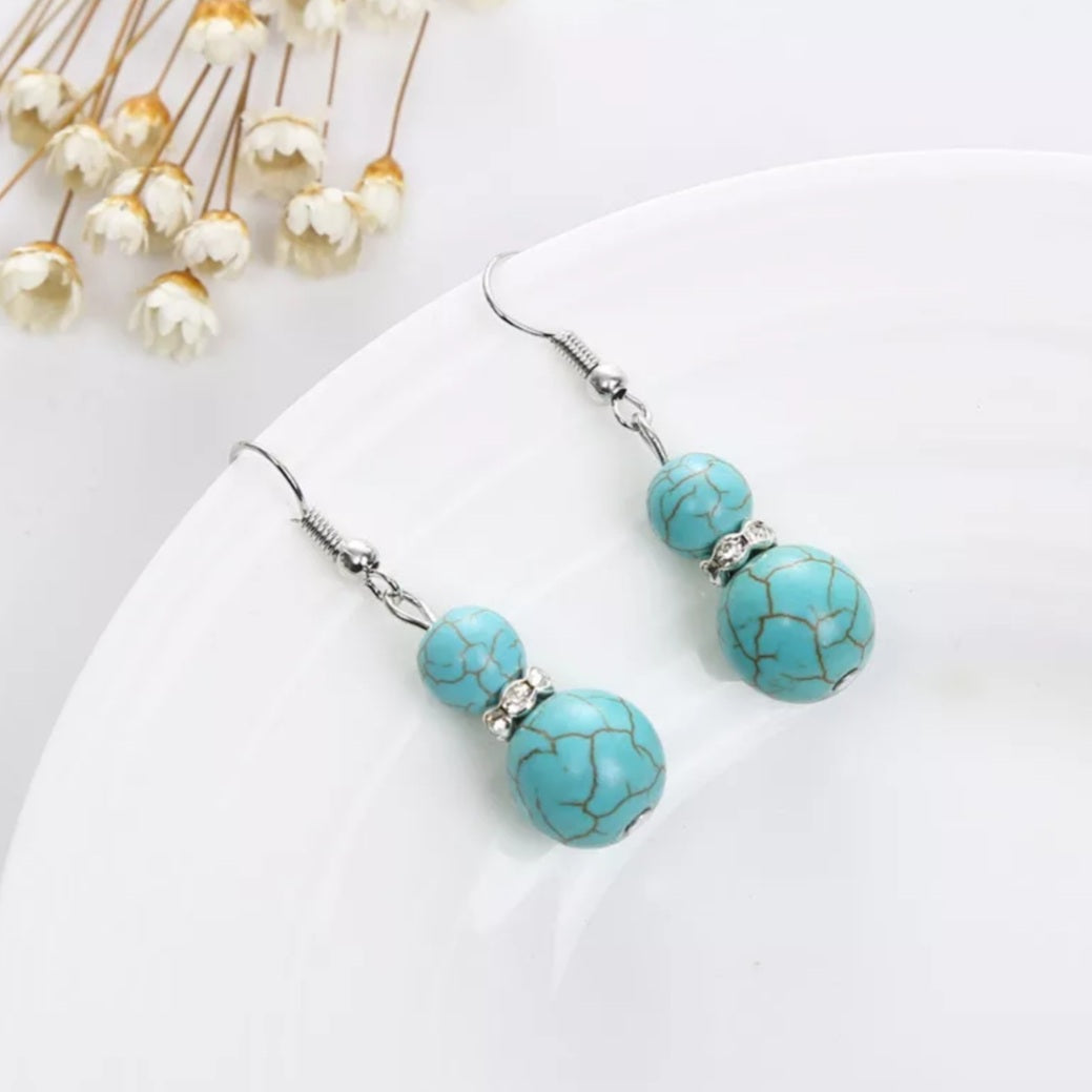 Bohemian Turquoise Gourd Drop Earrings