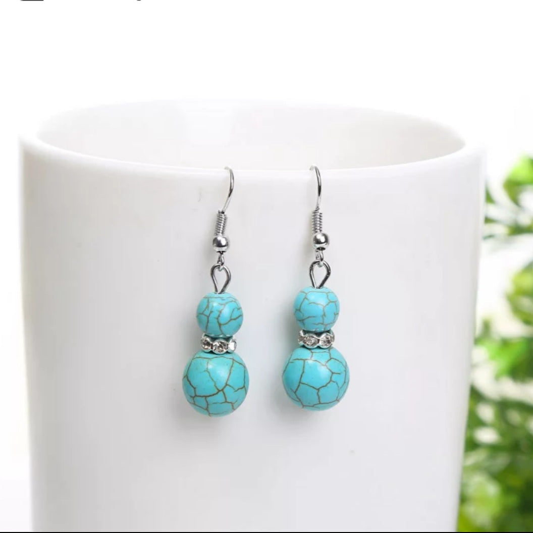 Bohemian Turquoise Gourd Drop Earrings