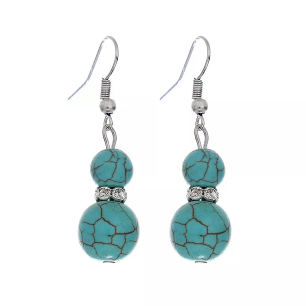 Bohemian Turquoise Gourd Drop Earrings