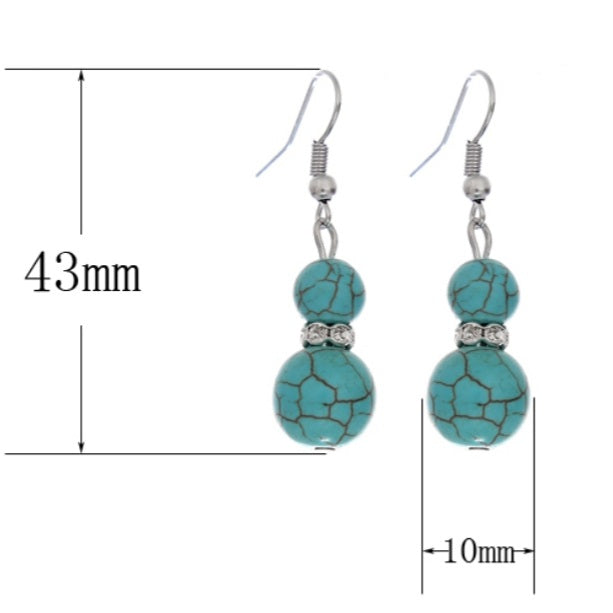 Bohemian Turquoise Gourd Drop Earrings