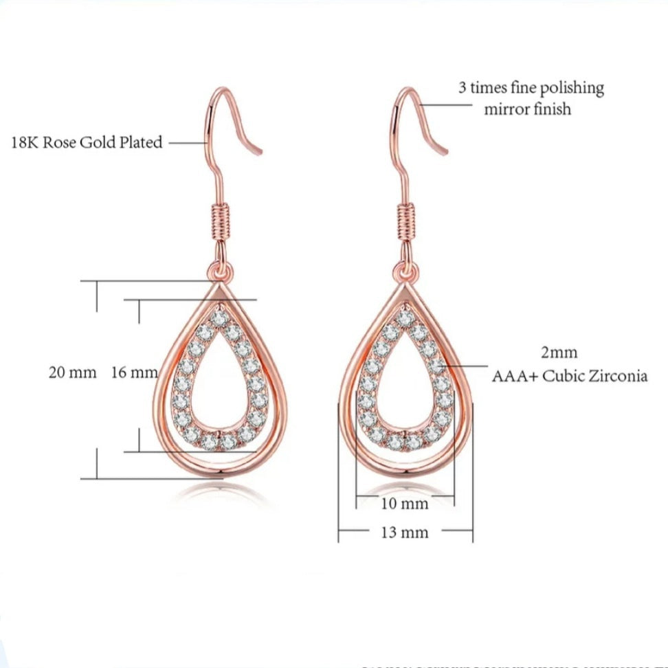 18k Gold Waterdrop Cubic Zirconia Earrings