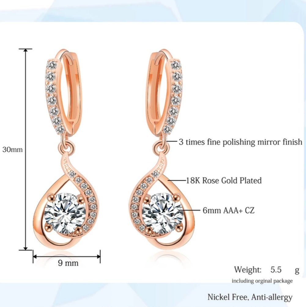 Elegant Cubic Zirconia Drop Earring