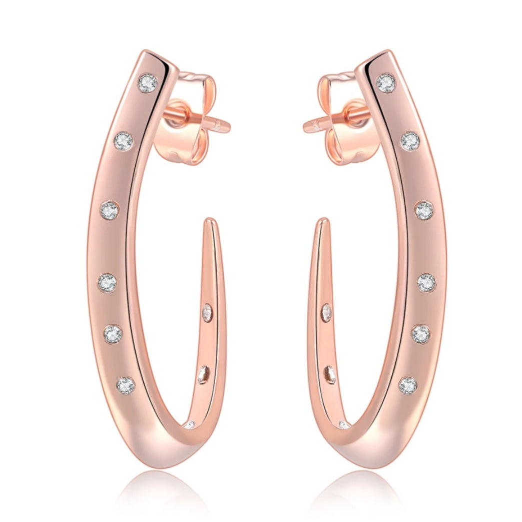 Rose Gold Arc Cubic Zirconia Earrings