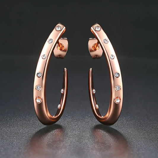 Rose Gold Arc Cubic Zirconia Earrings