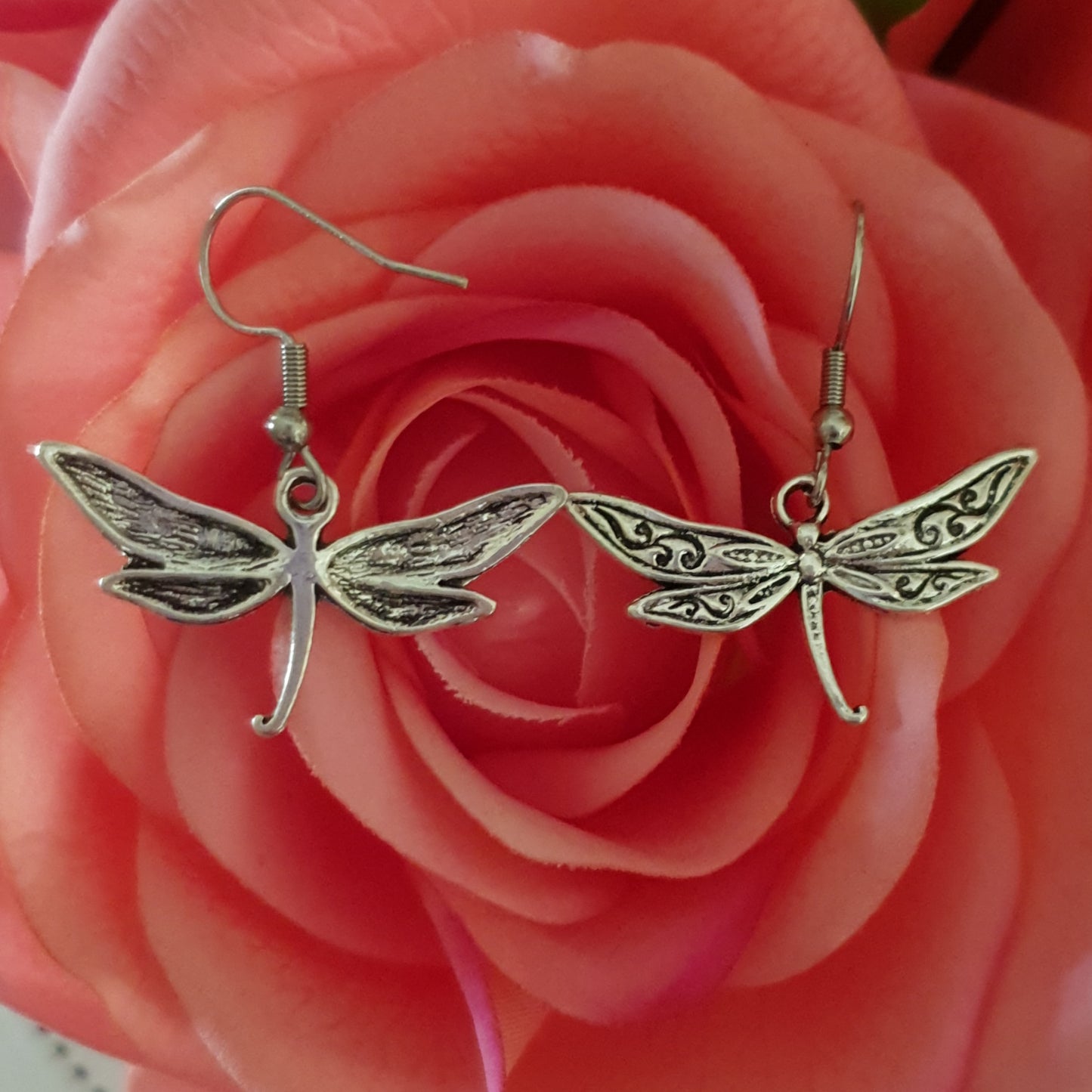 Antique Silver Dragonfly Earrings