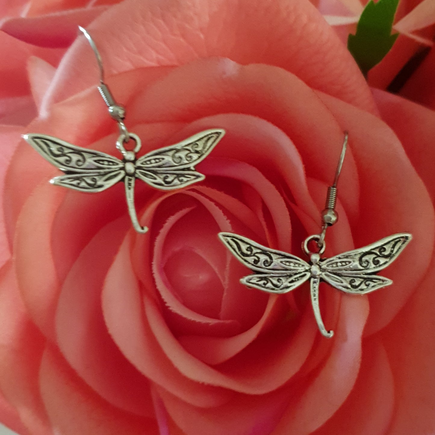 Antique Silver Dragonfly Earrings