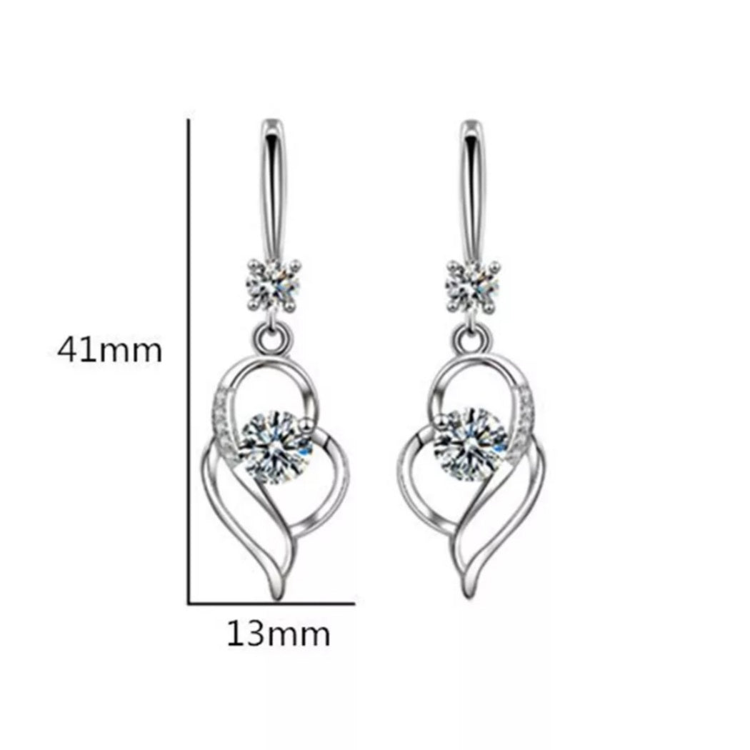 925 Sterling Silver Hollow Double Heart Earrings