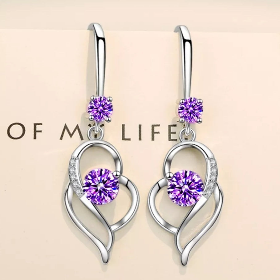 925 Sterling Silver Hollow Double Heart Earrings