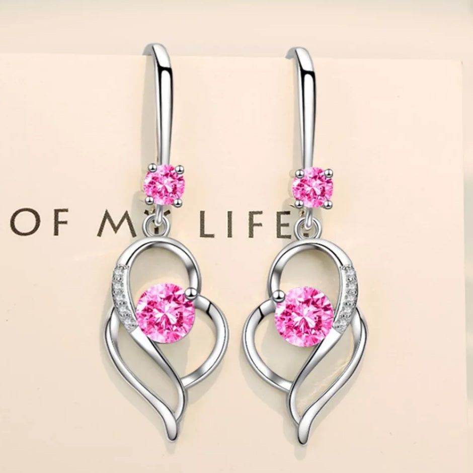 925 Sterling Silver Hollow Double Heart Earrings