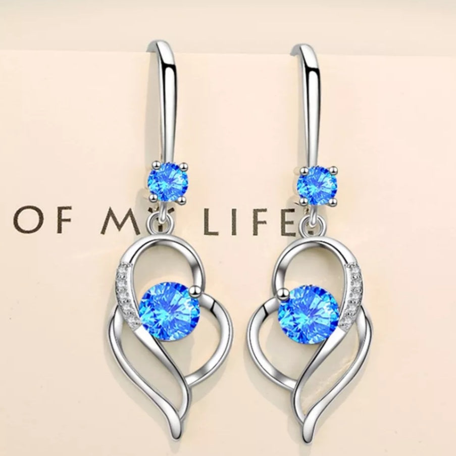 925 Sterling Silver Hollow Double Heart Earrings