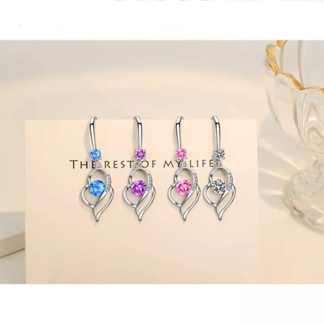 925 Sterling Silver Hollow Double Heart Earrings