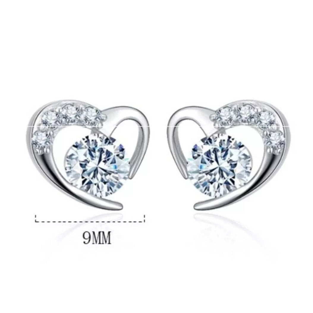 925 Sterling Silver Open Heart Stud Earrings