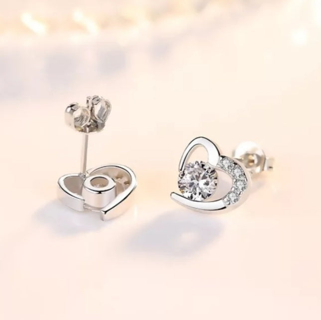 925 Sterling Silver Open Heart Stud Earrings