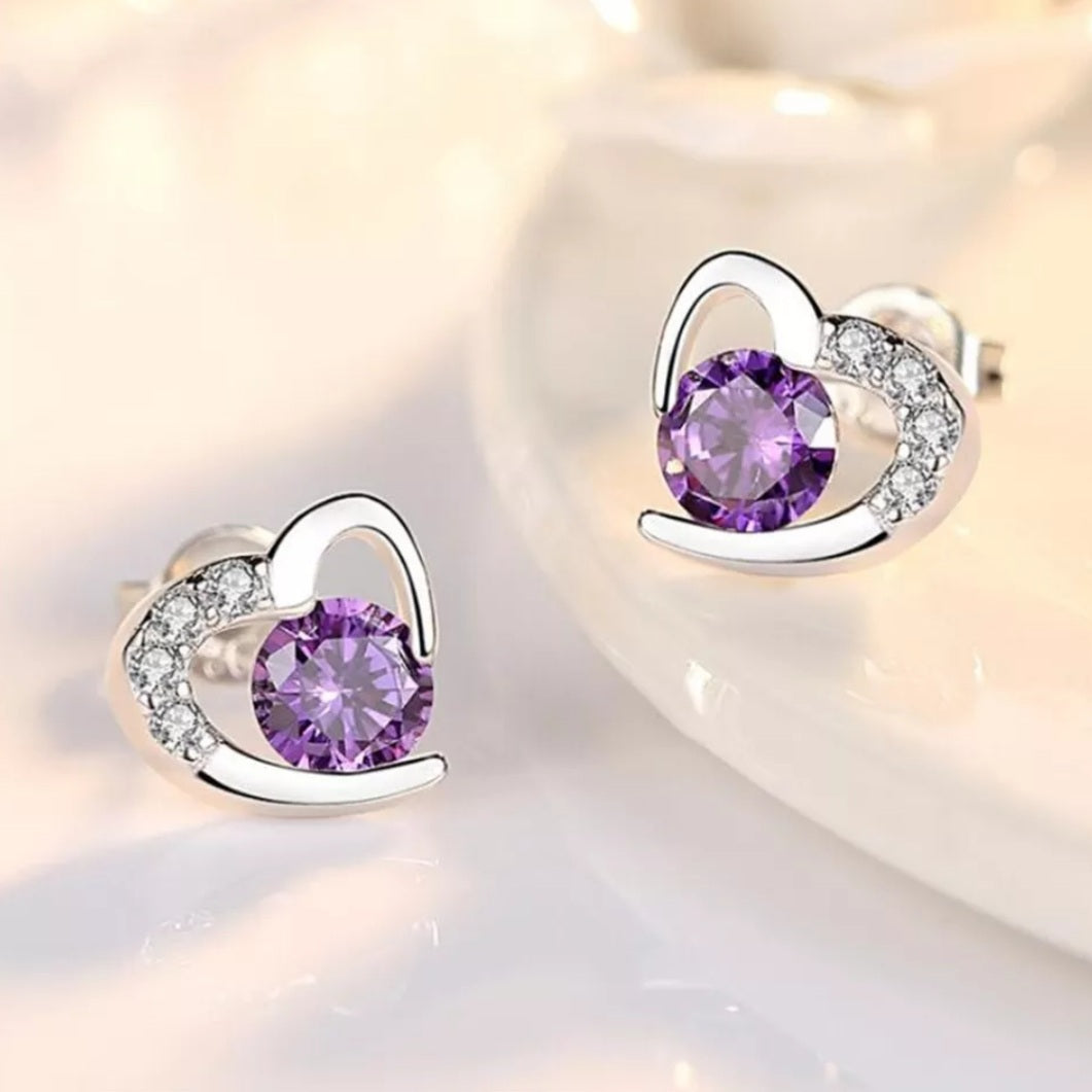 925 Sterling Silver Open Heart Stud Earrings