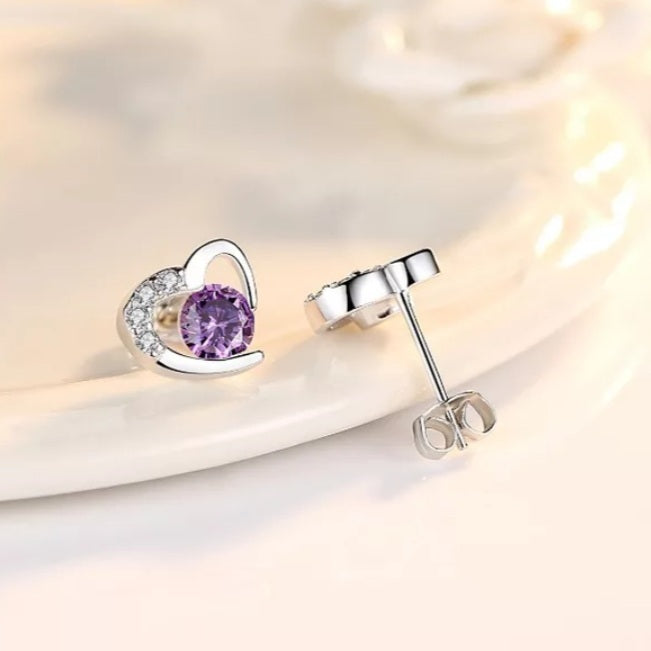 925 Sterling Silver Open Heart Stud Earrings