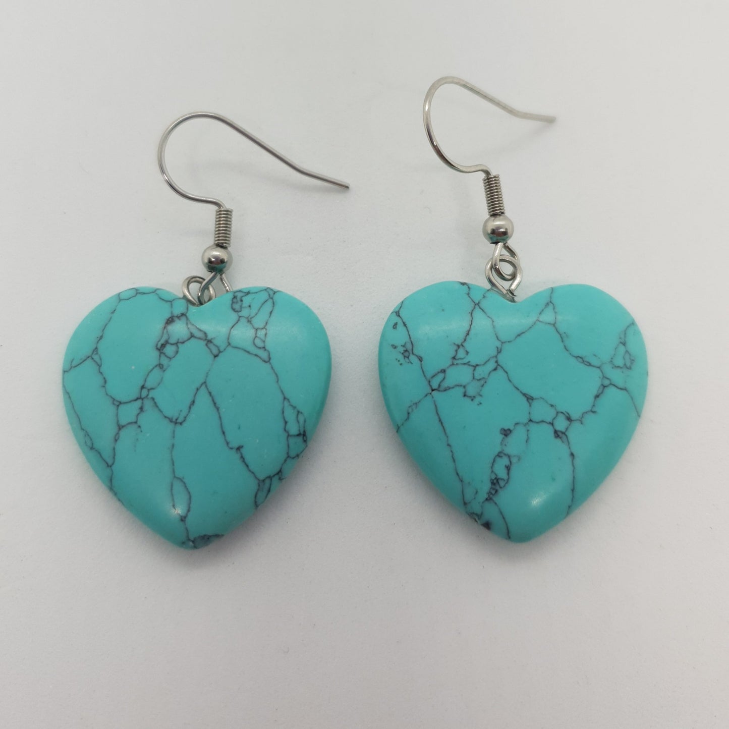 25mm Natural Heart Stone Earrings