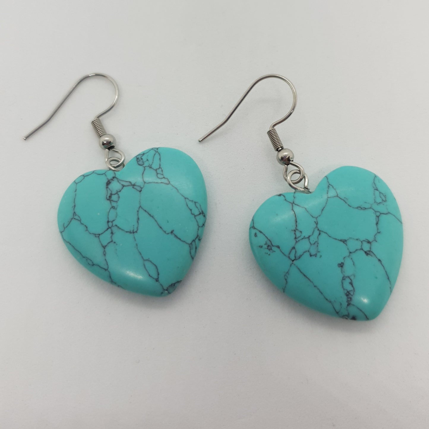 25mm Natural Heart Stone Earrings