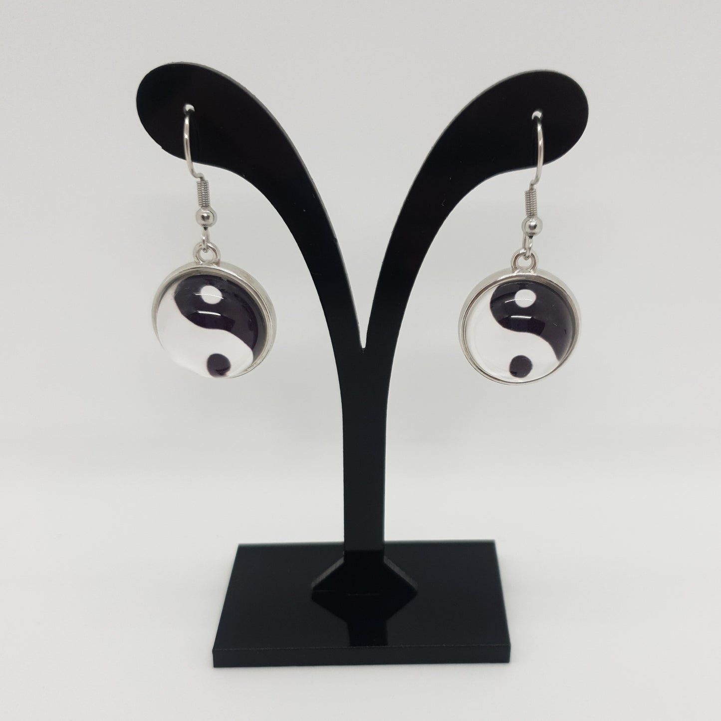 Double Sided Glass Ball Yin Yang Earrings