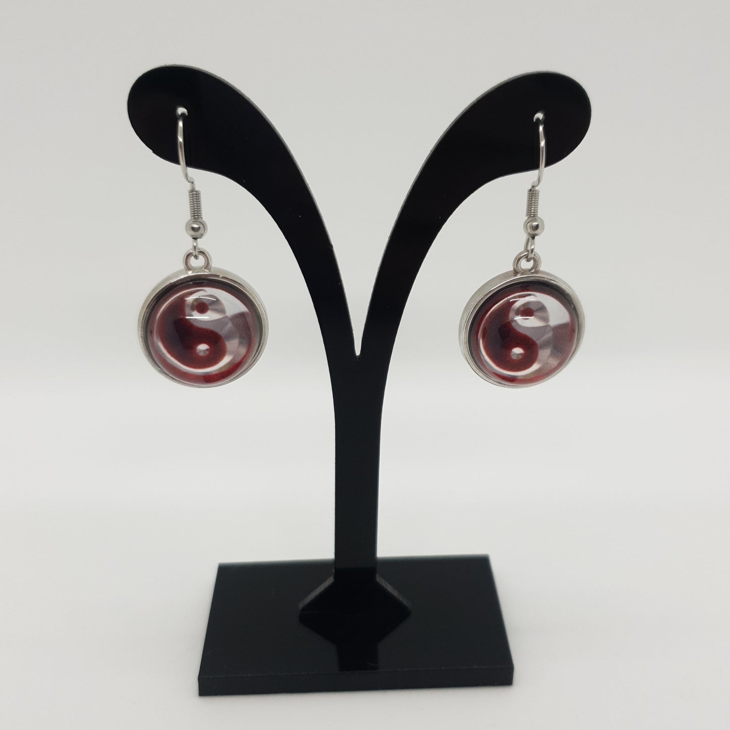 Double Sided Glass Ball Yin Yang Earrings