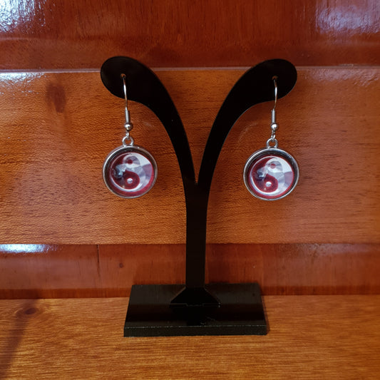 Double Sided Glass Ball Yin Yang Earrings